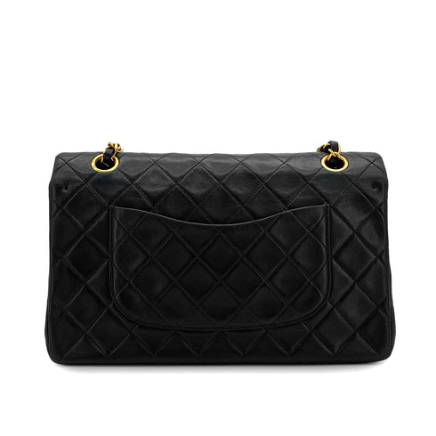 VINTAGE CHANEL CLASSIC FLAP MEDIUM CHAIN SHOULDER BAG BLACK LAMB SKIN GOLD HARDWARE 90327315