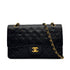 VINTAGE CHANEL CLASSIC FLAP MEDIUM CHAIN SHOULDER BAG BLACK LAMB SKIN GOLD HARDWARE 90328695