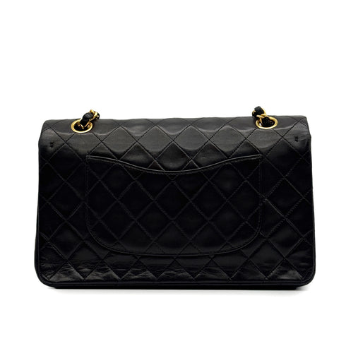 VINTAGE CHANEL CLASSIC FLAP MEDIUM CHAIN SHOULDER BAG BLACK LAMB SKIN GOLD HARDWARE 90329230