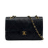VINTAGE CHANEL CLASSIC FLAP MEDIUM CHAIN SHOULDER BAG BLACK LAMB SKIN GOLD HARDWARE 90329237