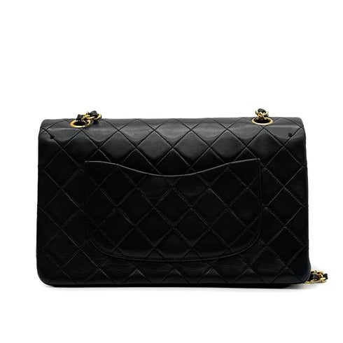 VINTAGE CHANEL CLASSIC FLAP MEDIUM CHAIN SHOULDER BAG BLACK LAMB SKIN GOLD HARDWARE 90329237