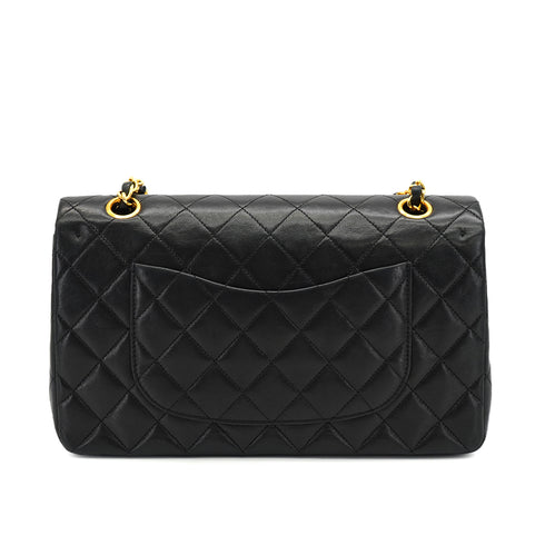 VINTAGE CHANEL CLASSIC FLAP MEDIUM CHAIN SHOULDER BAG BLACK LAMB SKIN GOLD HARDWARE 90331671