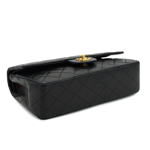 VINTAGE CHANEL CLASSIC FLAP MEDIUM CHAIN SHOULDER BAG BLACK LAMB SKIN GOLD HARDWARE 90331671