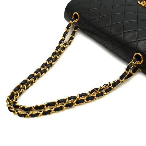 VINTAGE CHANEL CLASSIC FLAP MEDIUM CHAIN SHOULDER BAG BLACK LAMB SKIN GOLD HARDWARE 90331671