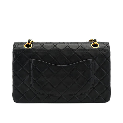 VINTAGE CHANEL CLASSIC FLAP MEDIUM CHAIN SHOULDER BAG BLACK LAMB SKIN GOLD HARDWARE 90331966