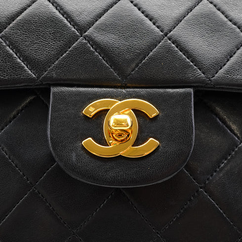 VINTAGE CHANEL CLASSIC FLAP MEDIUM CHAIN SHOULDER BAG BLACK LAMB SKIN GOLD HARDWARE 90331966