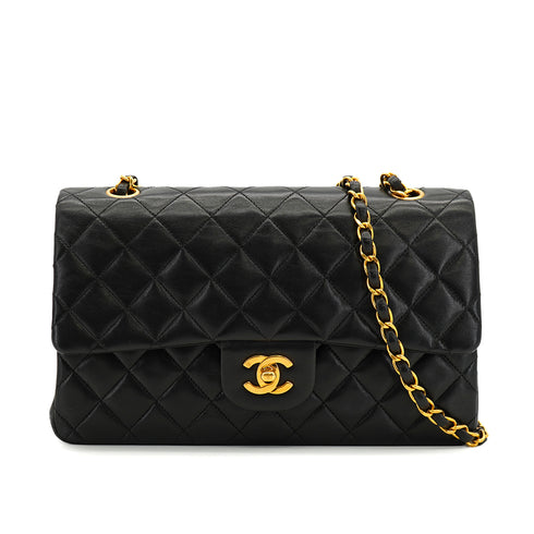 VINTAGE CHANEL CLASSIC FLAP MEDIUM CHAIN SHOULDER BAG BLACK LAMB SKIN GOLD HARDWARE 90332588