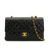 VINTAGE CHANEL CLASSIC FLAP MEDIUM CHAIN SHOULDER BAG BLACK LAMB SKIN GOLD HARDWARE 90332588
