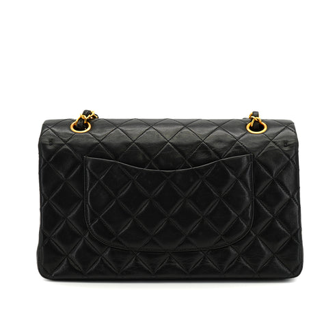 VINTAGE CHANEL CLASSIC FLAP MEDIUM CHAIN SHOULDER BAG BLACK LAMB SKIN GOLD HARDWARE 90332588