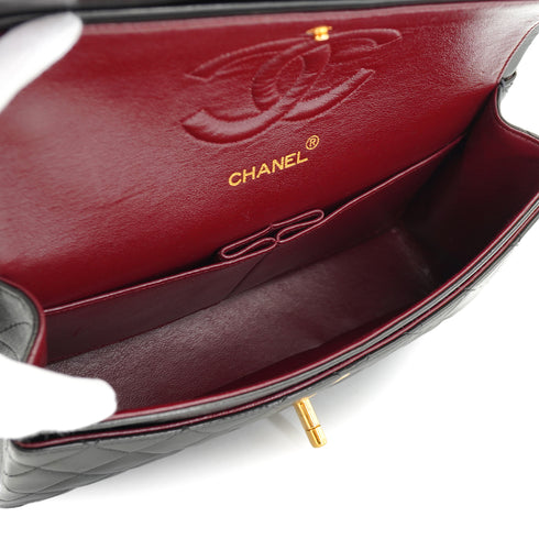 VINTAGE CHANEL CLASSIC FLAP MEDIUM CHAIN SHOULDER BAG BLACK LAMB SKIN GOLD HARDWARE 90332588