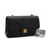VINTAGE CHANEL CLASSIC FLAP MEDIUM CHAIN SHOULDER BAG BLACK LAMB SKIN GOLD HARDWARE 90332588