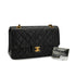 VINTAGE CHANEL CLASSIC FLAP MEDIUM CHAIN SHOULDER BAG BLACK LAMB SKIN GOLD HARDWARE 90333715