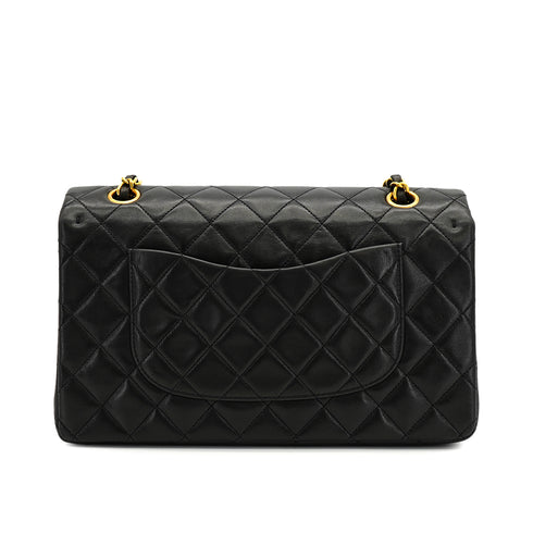 VINTAGE CHANEL CLASSIC FLAP MEDIUM CHAIN SHOULDER BAG BLACK LAMB SKIN GOLD HARDWARE 90333715