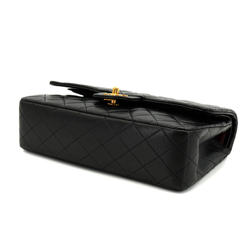 VINTAGE CHANEL CLASSIC FLAP MEDIUM CHAIN SHOULDER BAG BLACK LAMB SKIN GOLD HARDWARE 90333715