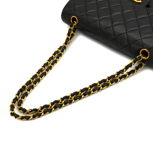 VINTAGE CHANEL CLASSIC FLAP MEDIUM CHAIN SHOULDER BAG BLACK LAMB SKIN GOLD HARDWARE 90333715