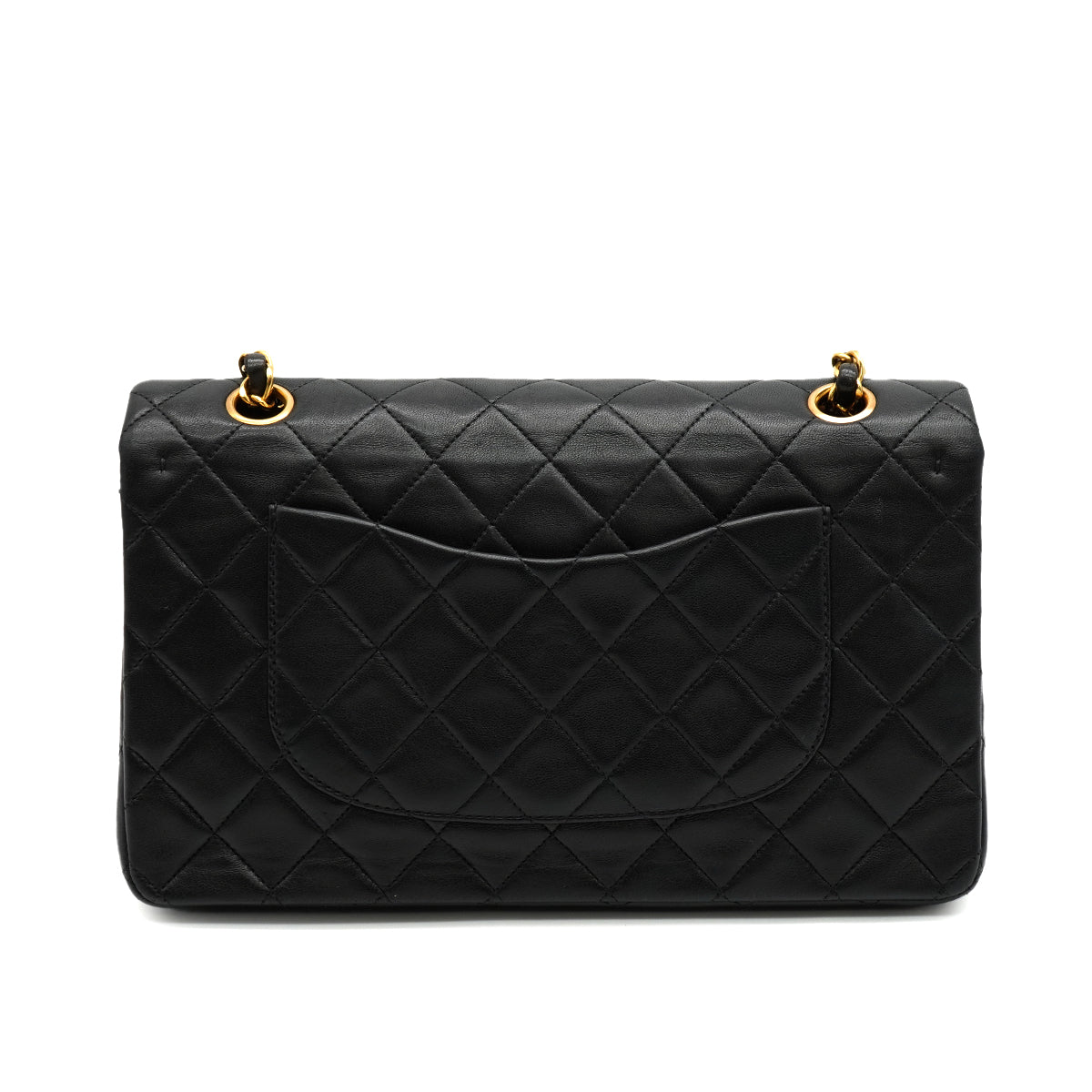 VINTAGE CHANEL CLASSIC FLAP MEDIUM CHAIN SHOULDER BAG BLACK LAMB