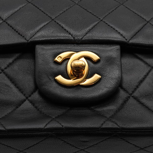 VINTAGE CHANEL CLASSIC FLAP MEDIUM CHAIN SHOULDER BAG BLACK LAMB SKIN GOLD HARDWARE 90333723