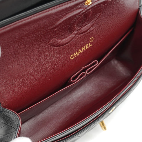VINTAGE CHANEL CLASSIC FLAP MEDIUM CHAIN SHOULDER BAG BLACK LAMB SKIN GOLD HARDWARE 90333723