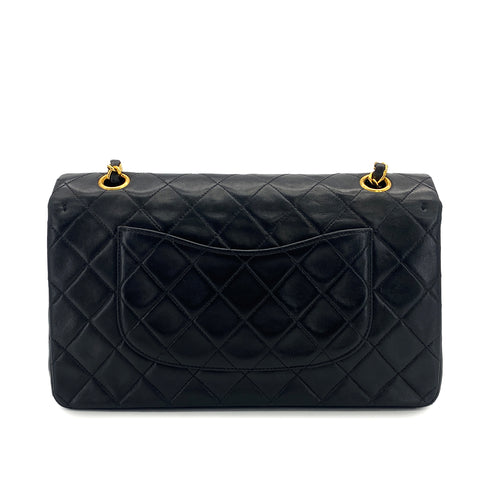 VINTAGE CHANEL CLASSIC FLAP MEDIUM CHAIN SHOULDER BAG BLACK LAMB SKIN GOLD HARDWARE 90313582