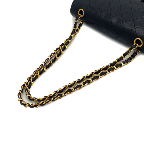 VINTAGE CHANEL CLASSIC FLAP MEDIUM CHAIN SHOULDER BAG BLACK LAMB SKIN GOLD HARDWARE 90313582