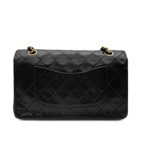 VINTAGE CHANEL CLASSIC FLAP MEDIUM CHAIN SHOULDER BAG BLACK LAMB SKIN GOLD HARDWARE 90313857
