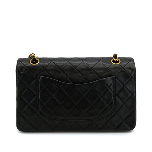VINTAGE CHANEL CLASSIC FLAP MEDIUM CHAIN SHOULDER BAG BLACK LAMB SKIN GOLD HARDWARE 90314433