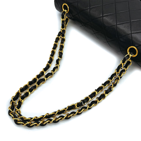 VINTAGE CHANEL CLASSIC FLAP MEDIUM CHAIN SHOULDER BAG BLACK LAMB SKIN GOLD HARDWARE 90314433