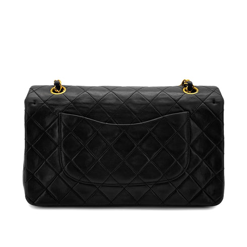 VINTAGE CHANEL CLASSIC FLAP MEDIUM CHAIN SHOULDER BAG BLACK LAMB SKIN GOLD HARDWARE 90317894