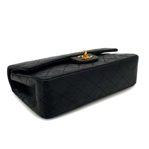 VINTAGE CHANEL CLASSIC FLAP MEDIUM CHAIN SHOULDER BAG BLACK LAMB SKIN GOLD HARDWARE 90317894