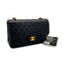 VINTAGE CHANEL CLASSIC FLAP MEDIUM CHAIN SHOULDER BAG BLACK LAMB SKIN GOLD HARDWARE 90317894