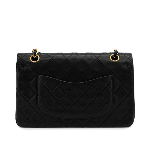 VINTAGE CHANEL CLASSIC FLAP MEDIUM CHAIN SHOULDER BAG BLACK LAMB SKIN GOLD HARDWARE 90321639
