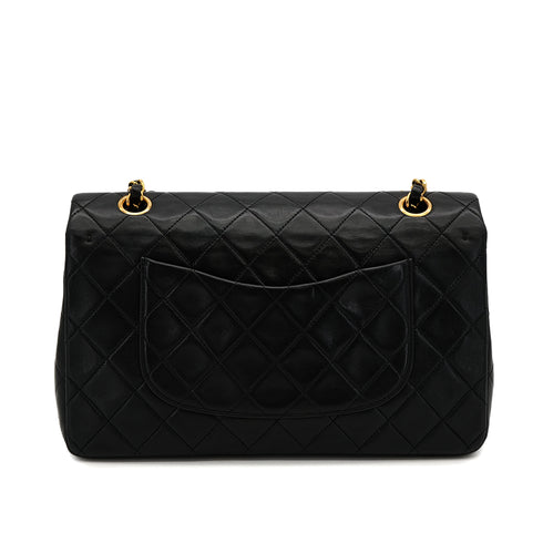 VINTAGE CHANEL CLASSIC FLAP MEDIUM CHAIN SHOULDER BAG BLACK LAMB SKIN GOLD HARDWARE 90322166