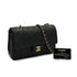 VINTAGE CHANEL CLASSIC FLAP MEDIUM CHAIN SHOULDER BAG BLACK LAMB SKIN GOLD HARDWARE 90322166