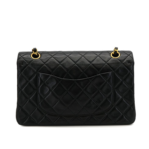 VINTAGE CHANEL CLASSIC FLAP MEDIUM CHAIN SHOULDER BAG BLACK LAMB SKIN GOLD HARDWARE 90323199