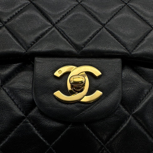 VINTAGE CHANEL CLASSIC FLAP MEDIUM CHAIN SHOULDER BAG BLACK LAMB SKIN GOLD HARDWARE 90323199