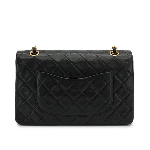 VINTAGE CHANEL CLASSIC FLAP MEDIUM CHAIN SHOULDER BAG BLACK LAMB SKIN GOLD HARDWARE 90325593