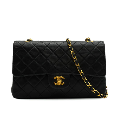 VINTAGE CHANEL CLASSIC FLAP MEDIUM CHAIN SHOULDER BAG BLACK LAMB SKIN GOLD HARDWARE 90328464