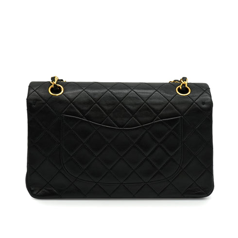 VINTAGE CHANEL CLASSIC FLAP MEDIUM CHAIN SHOULDER BAG BLACK LAMB SKIN GOLD HARDWARE 90328464