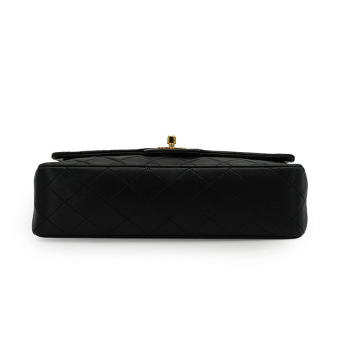 VINTAGE CHANEL CLASSIC FLAP MEDIUM CHAIN SHOULDER BAG BLACK LAMB SKIN GOLD HARDWARE 90328464