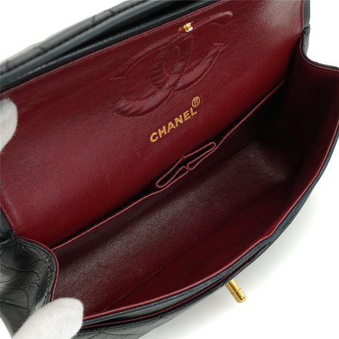 VINTAGE CHANEL CLASSIC FLAP MEDIUM CHAIN SHOULDER BAG BLACK LAMB SKIN GOLD HARDWARE 90328464