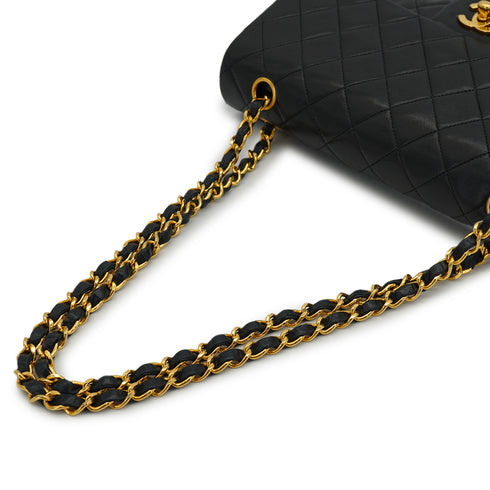 VINTAGE CHANEL CLASSIC FLAP MEDIUM CHAIN SHOULDER BAG BLACK LAMB SKIN GOLD HARDWARE 90331668