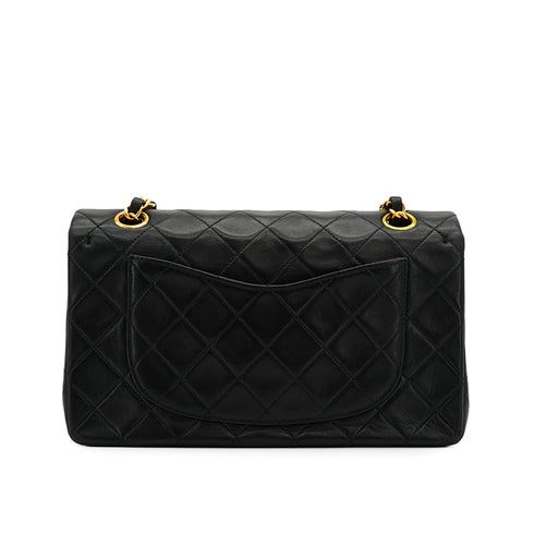 VINTAGE CHANEL CLASSIC FLAP SMALL CHAIN SHOULDER BAG BLACK LAMB SKIN GOLD HARDWARE 90332589