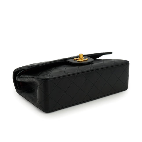 VINTAGE CHANEL CLASSIC FLAP SMALL CHAIN SHOULDER BAG BLACK LAMB SKIN GOLD HARDWARE 90332589