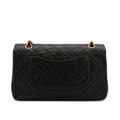VINTAGE CHANEL CLASSIC FLAP MEDIUM CHAIN SHOULDER BAG BLACK LAMB SKIN GOLD HARDWARE 90332925