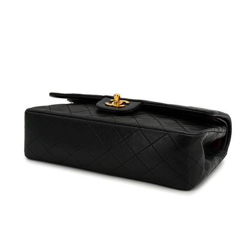 VINTAGE CHANEL CLASSIC FLAP MEDIUM CHAIN SHOULDER BAG BLACK LAMB SKIN GOLD HARDWARE 90332925