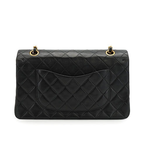 VINTAGE CHANEL CLASSIC FLAP MEDIUM CHAIN SHOULDER BAG BLACK LAMB SKIN GOLD HARDWARE 90332926