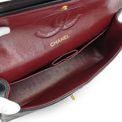 VINTAGE CHANEL CLASSIC FLAP MEDIUM CHAIN SHOULDER BAG BLACK LAMB SKIN GOLD HARDWARE 90332926