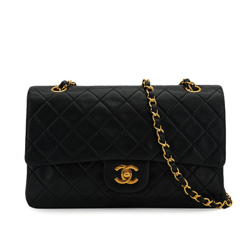 VINTAGE CHANEL CLASSIC FLAP MEDIUM CHAIN SHOULDER BAG BLACK LAMB SKIN GOLD HARDWARE 90333179