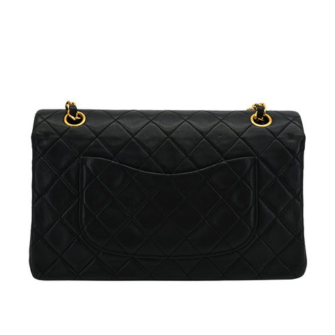 VINTAGE CHANEL CLASSIC FLAP MEDIUM CHAIN SHOULDER BAG BLACK LAMB SKIN GOLD HARDWARE 90333179