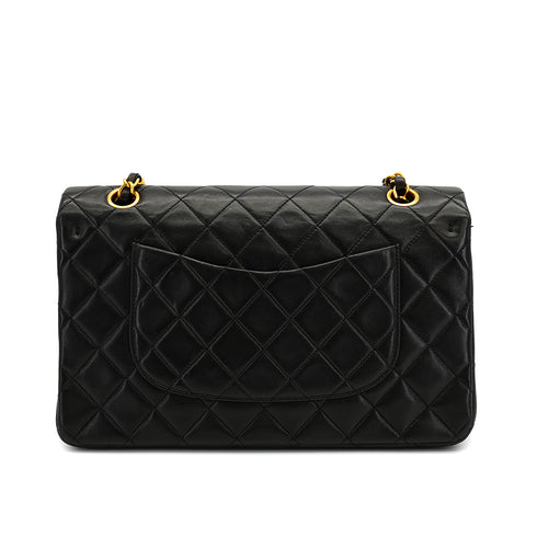 VINTAGE CHANEL CLASSIC FLAP MEDIUM CHAIN SHOULDER BAG BLACK LAMB SKIN GOLD HARDWARE 90333714